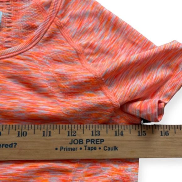 Women's Athleta Small Orange Fastest Track Tee Ruched Athletic Top Yoga - Picture 2 of 4